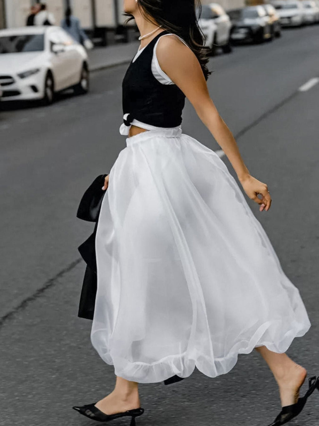 Elastic Waist Flowy Skirt