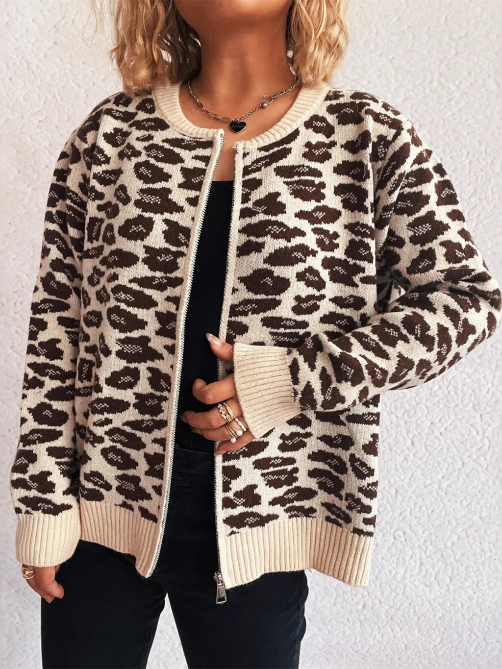 Zip Up Long Sleeve Cardigan