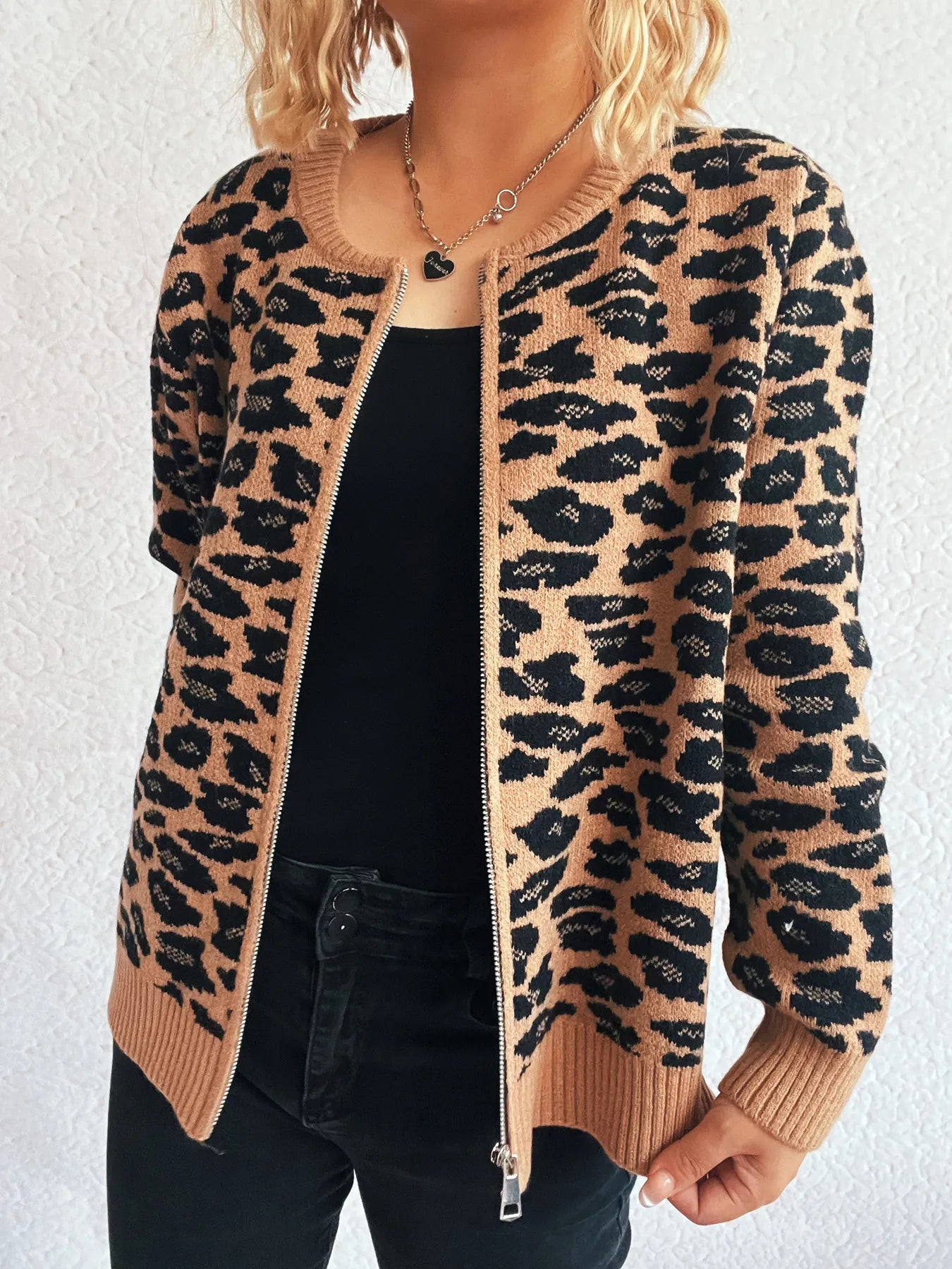 Zip Up Long Sleeve Cardigan