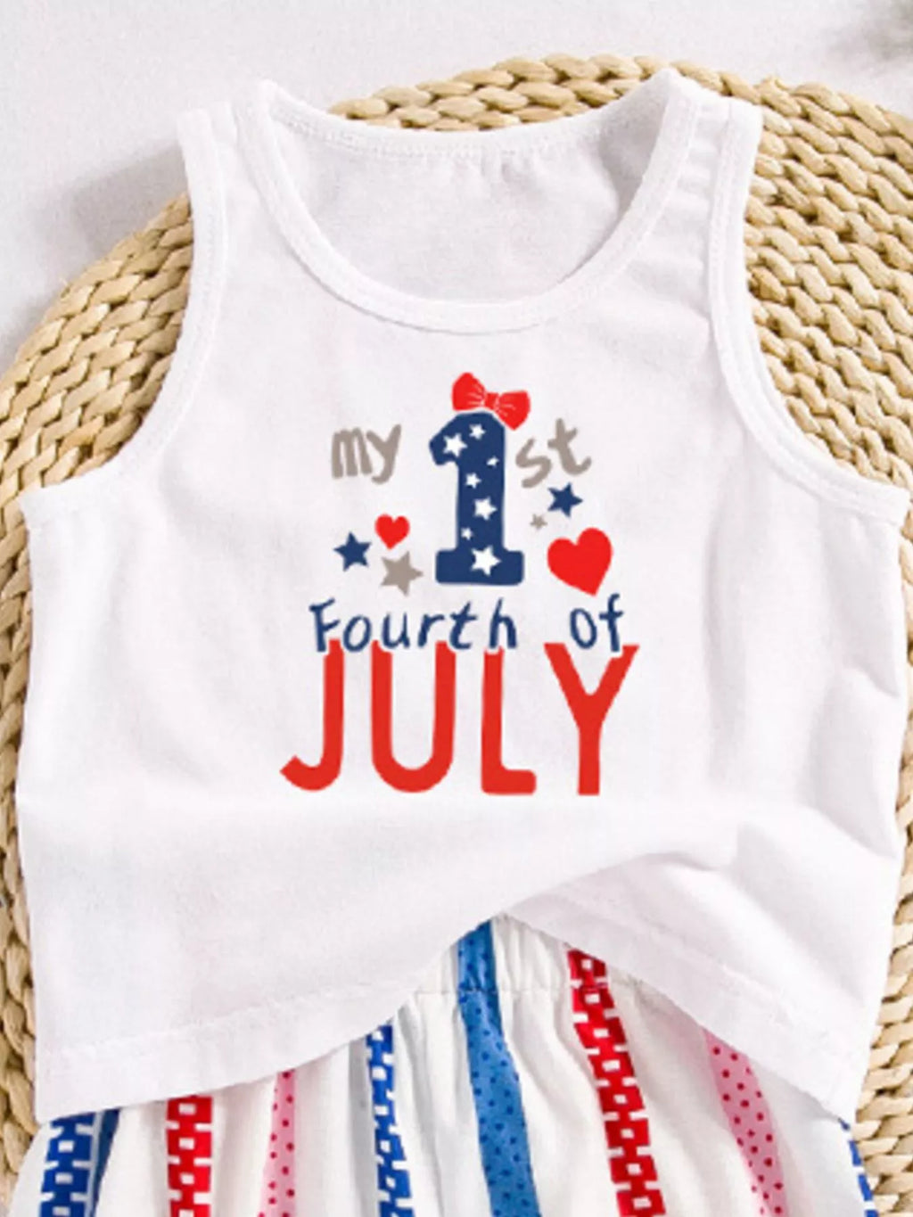 Children's Patriotic USA Floral Tank and Shorts Set