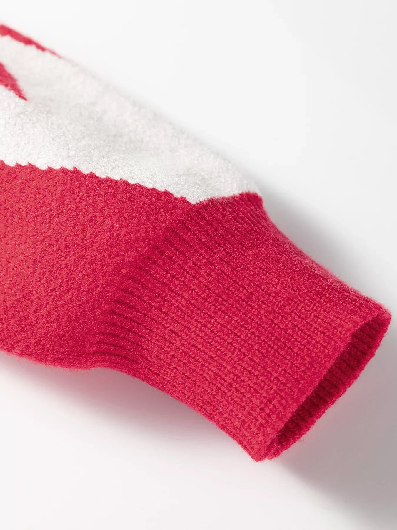 Bow Print 2-Tone Rhombus Knit Loose Sweater
