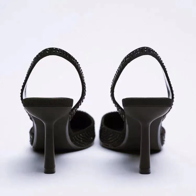 Rhinestone Slingback High Heel Pumps
