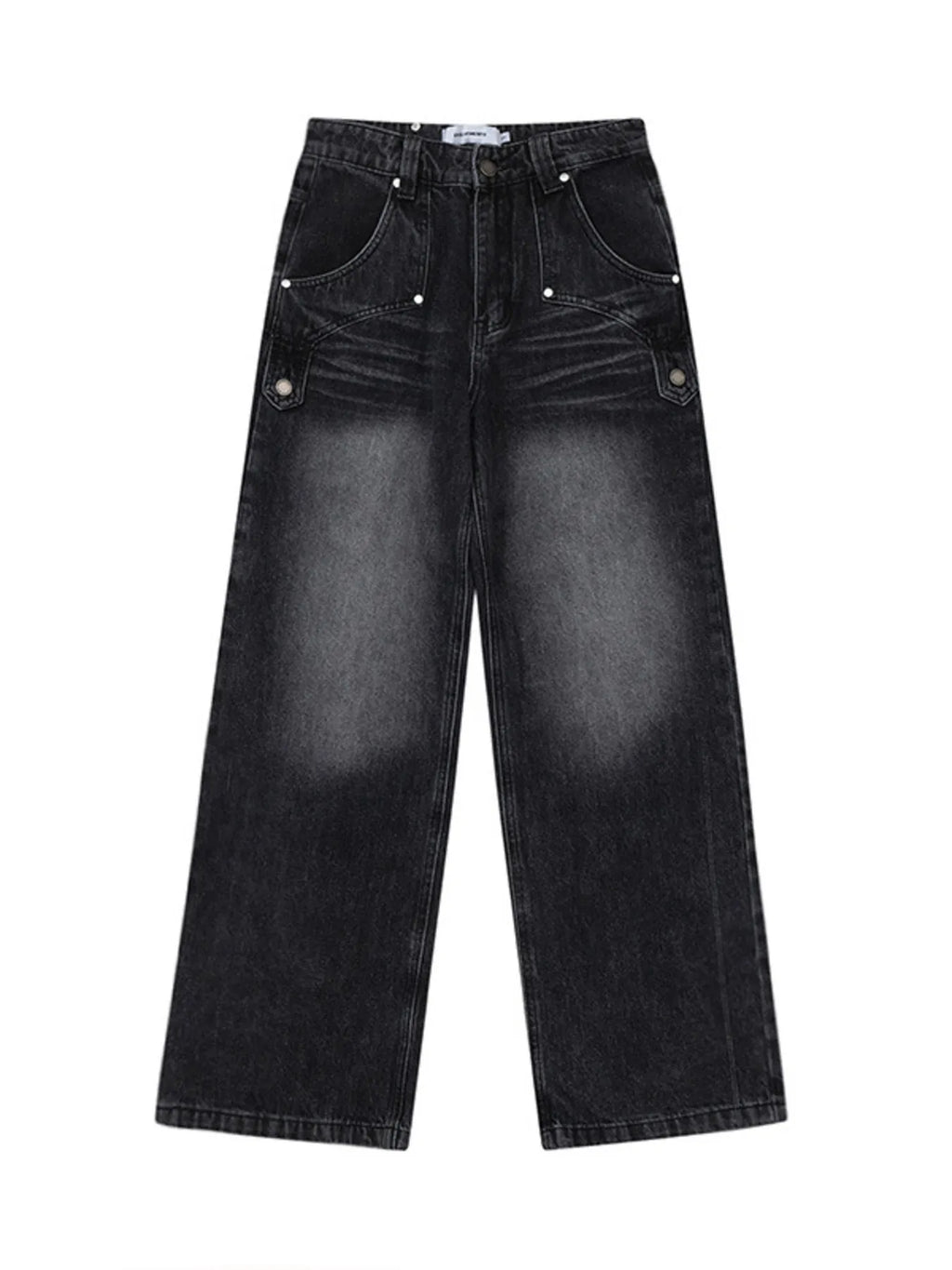 Men's High-Waisted Wide Leg Wash Jeans
