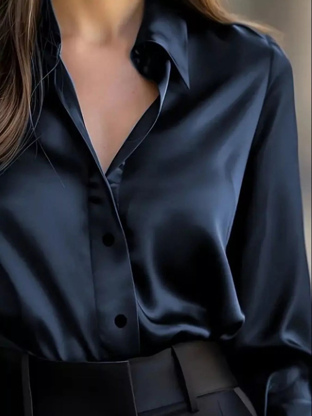 Button Down Collared Neck Long Sleeve Shirt