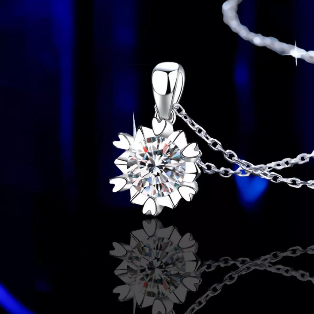 1 Carat Moissanite 925 Sterling Silver Flower Necklace