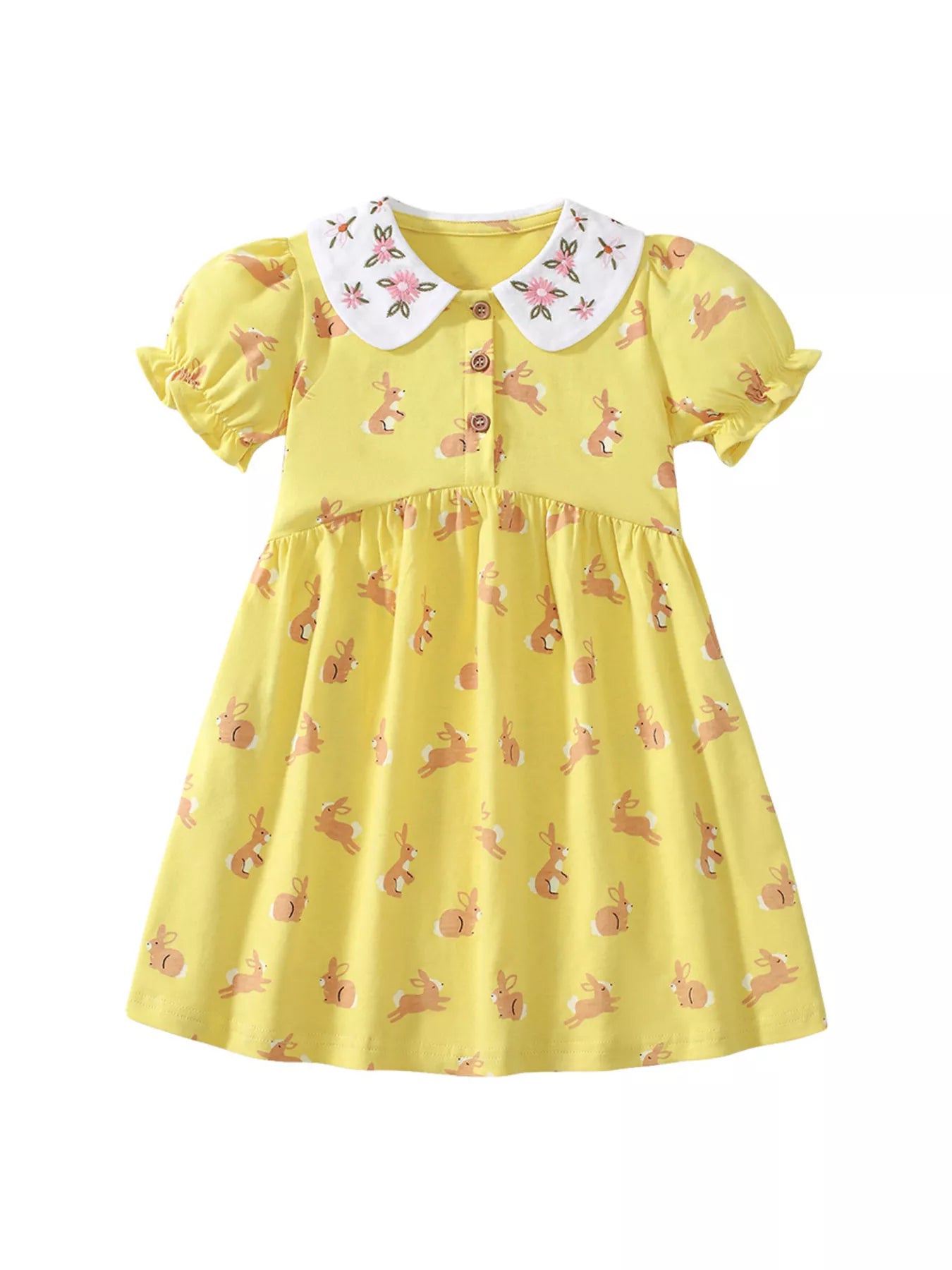 Children's Bunny Print Peter Pan Collar Dress