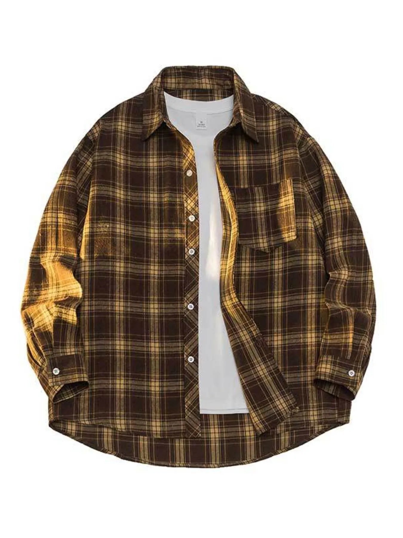 Men's Full Size Plaid Button Up Shirt Plus Size