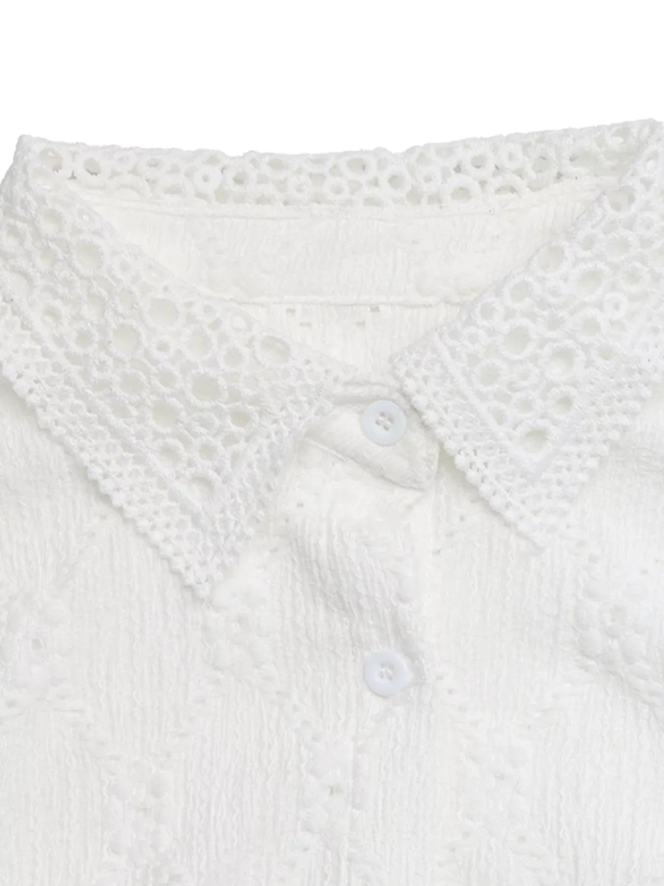Lace Detail Ruffle Sleeve Button Up Shirt