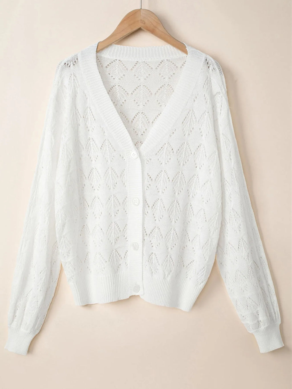 Openwork Button Up Cardigan
