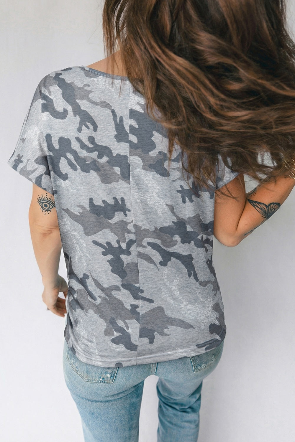 Camouflage Retro American Flag Printed Tee