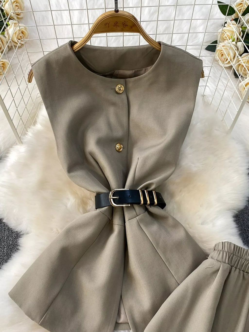 Sleeveless Top and Wide-Leg Pants Set