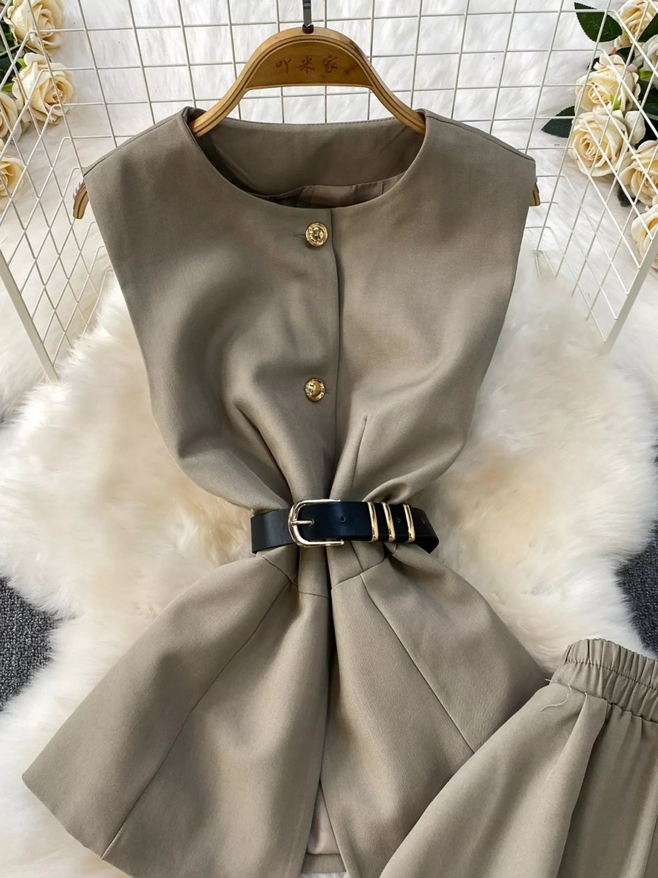Sleeveless Top and Wide-Leg Pants Set