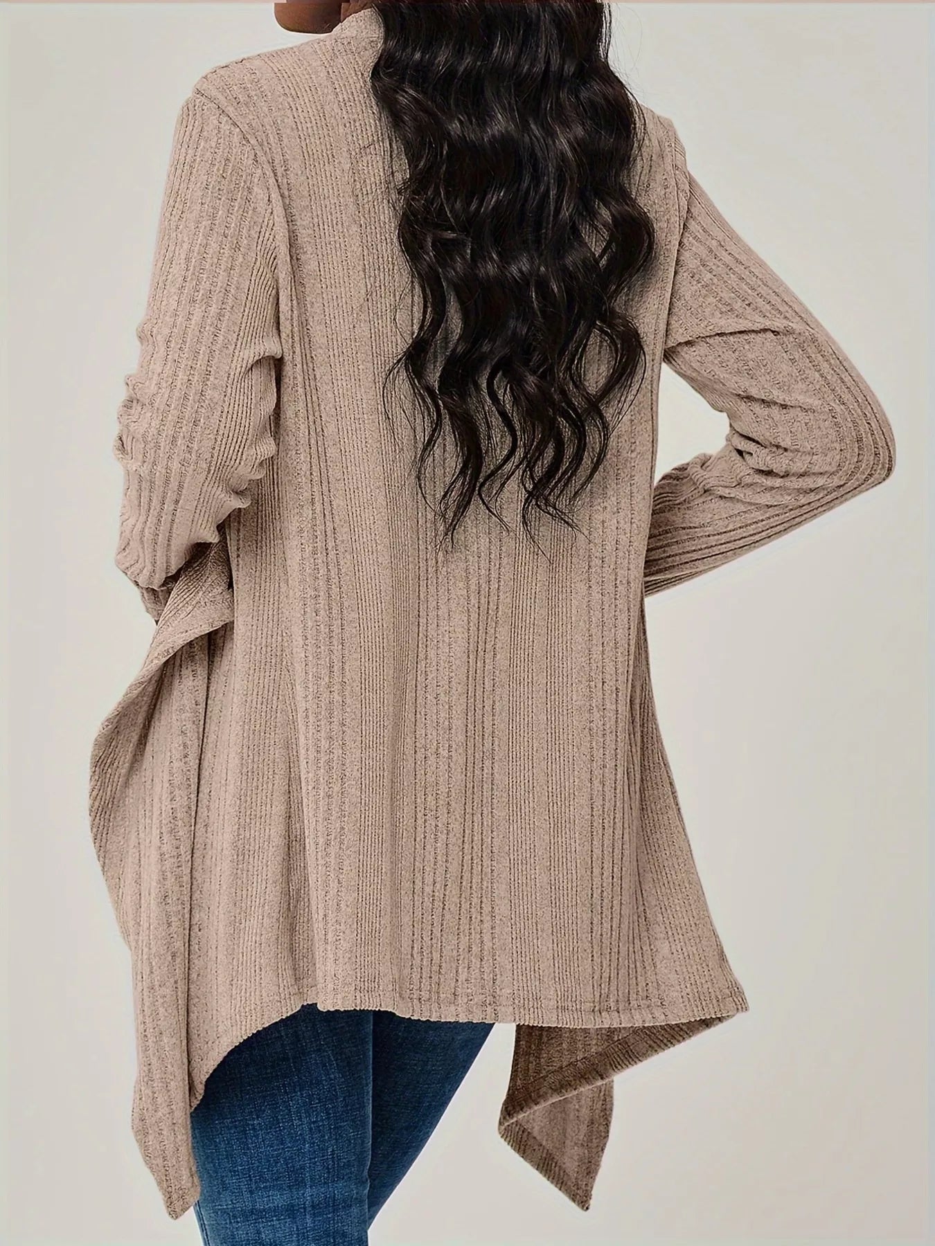 Ribbed Knit Open Front Cardigan