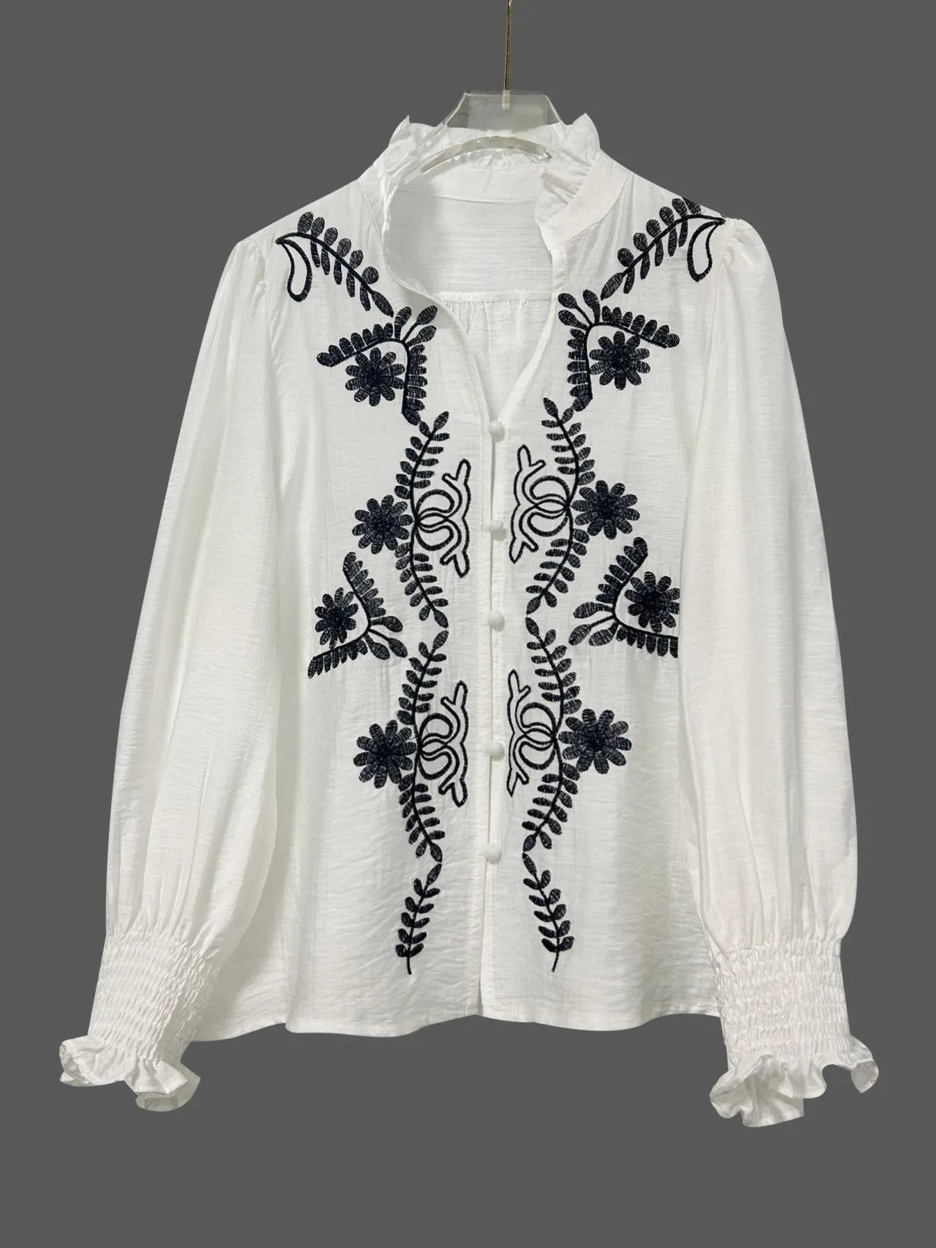 Embroidered Long Sleeve Blouse