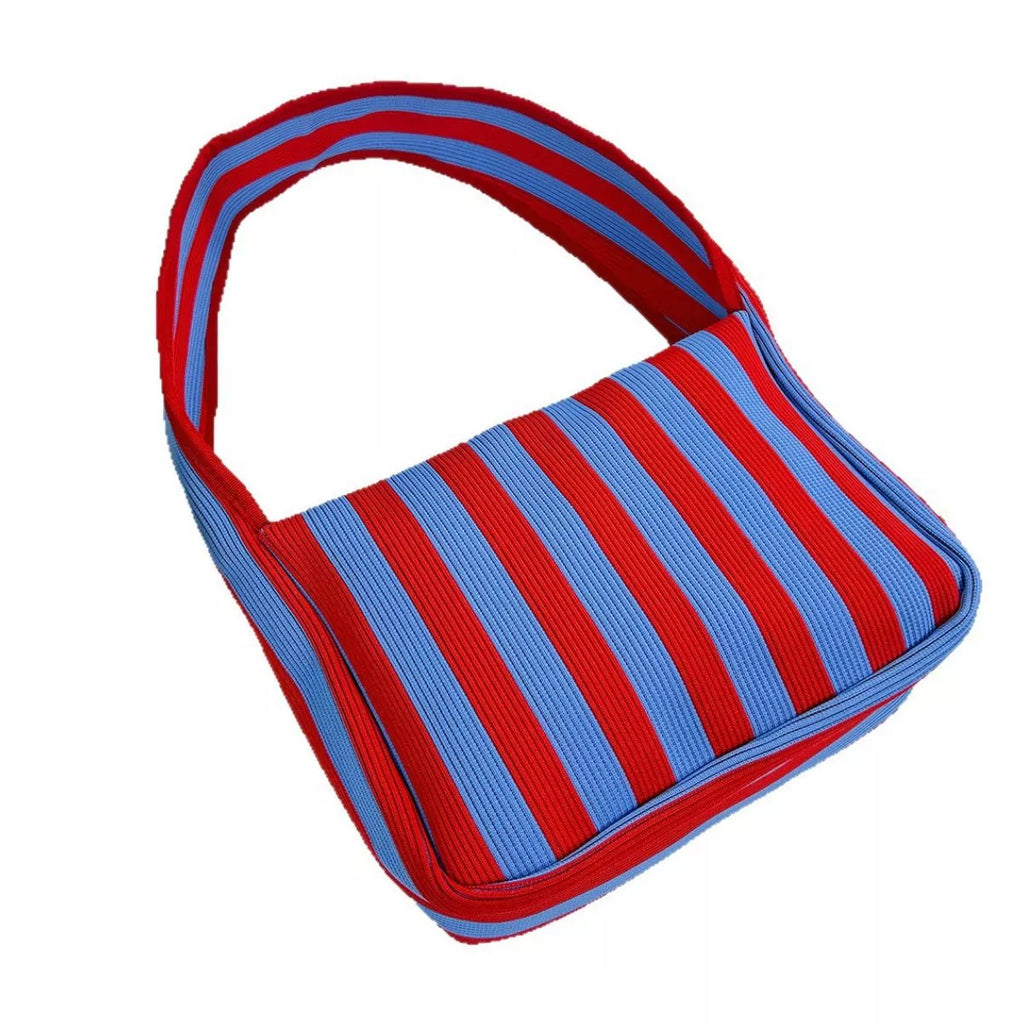 Striped Knit Shoulder Bag