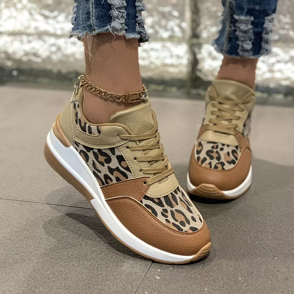 Leopard Lace Up Sneakers
