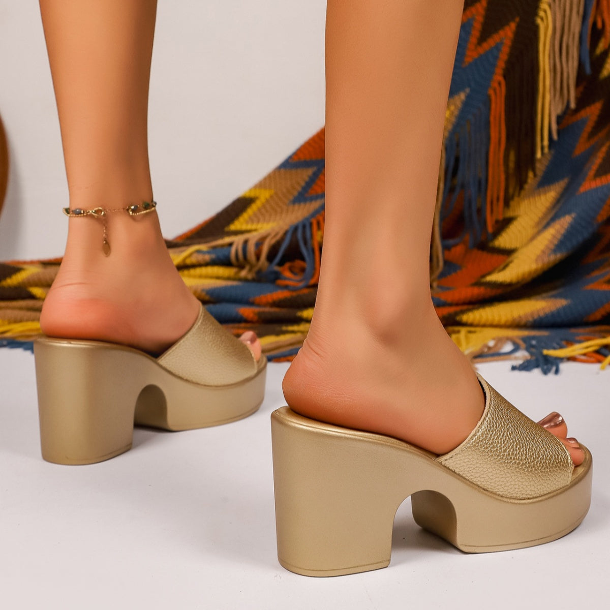 Open Toe Block Heels Sandals