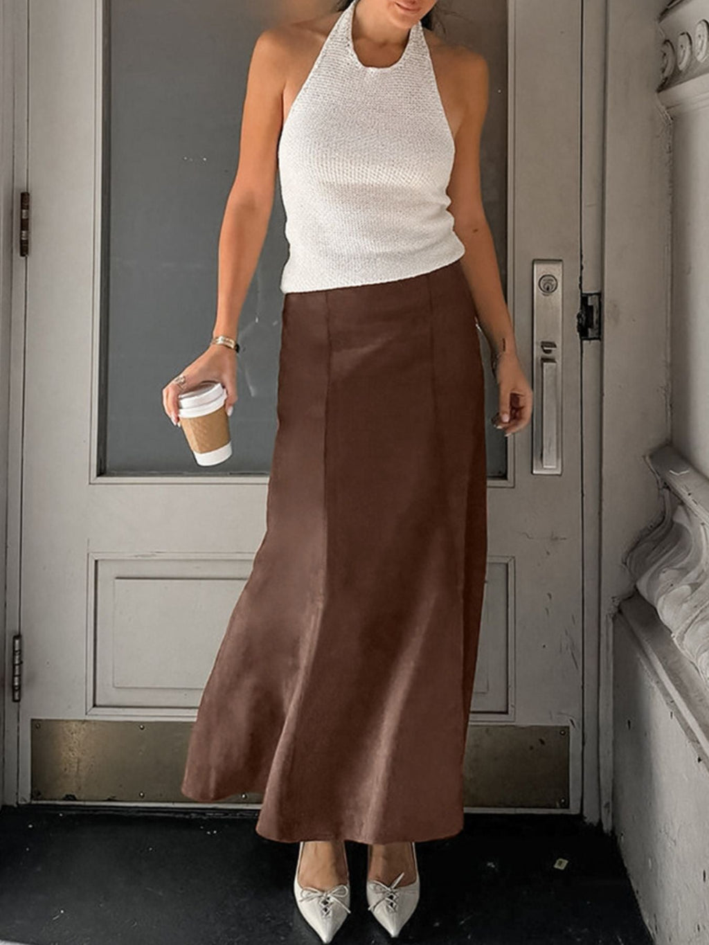 Suede Midi Skirt