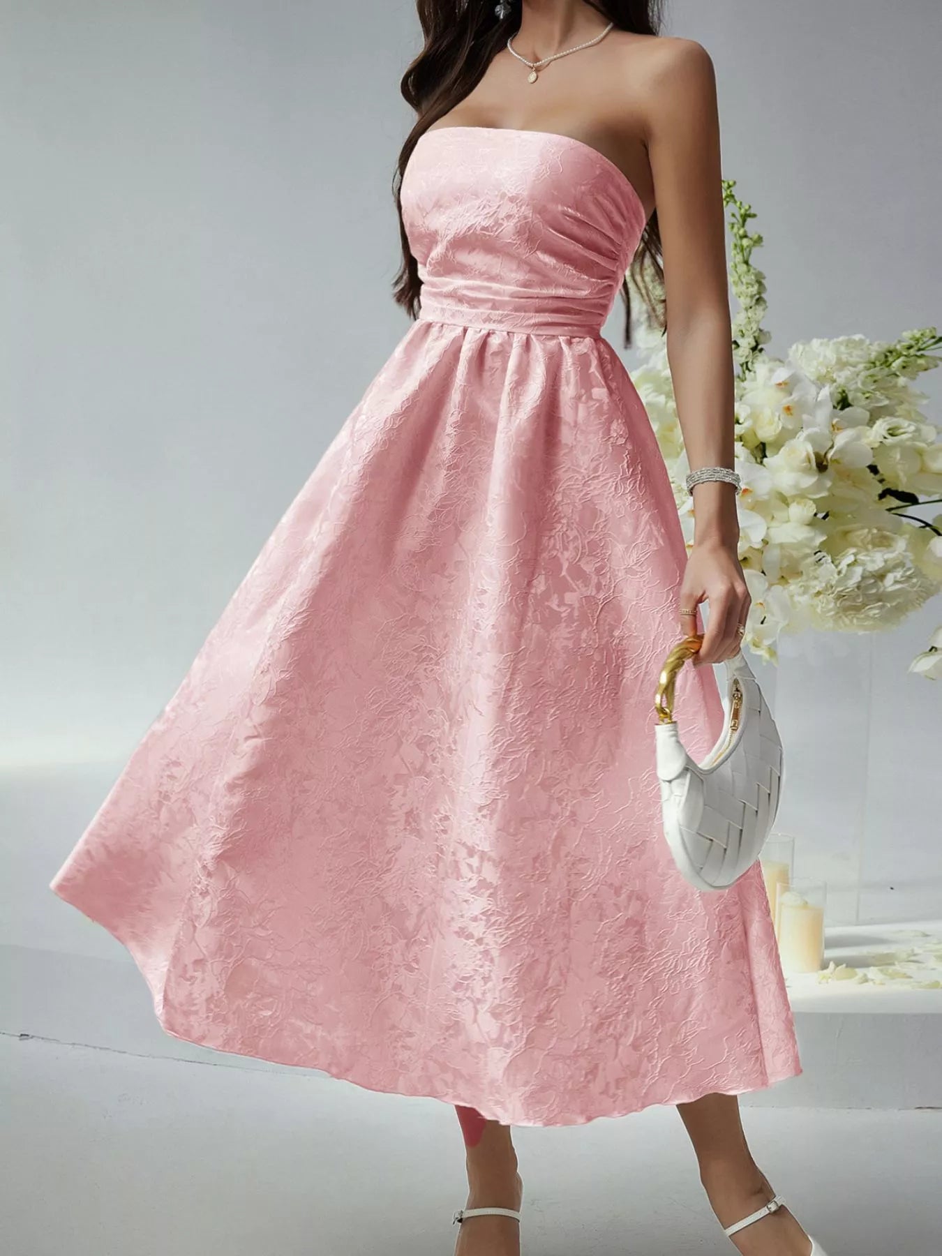 Lace Up Tube Midi Dress