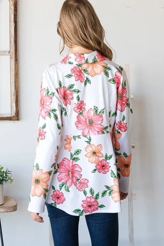Heimish Full Size Multi Color Floral Blazers with Tunic Plus Size