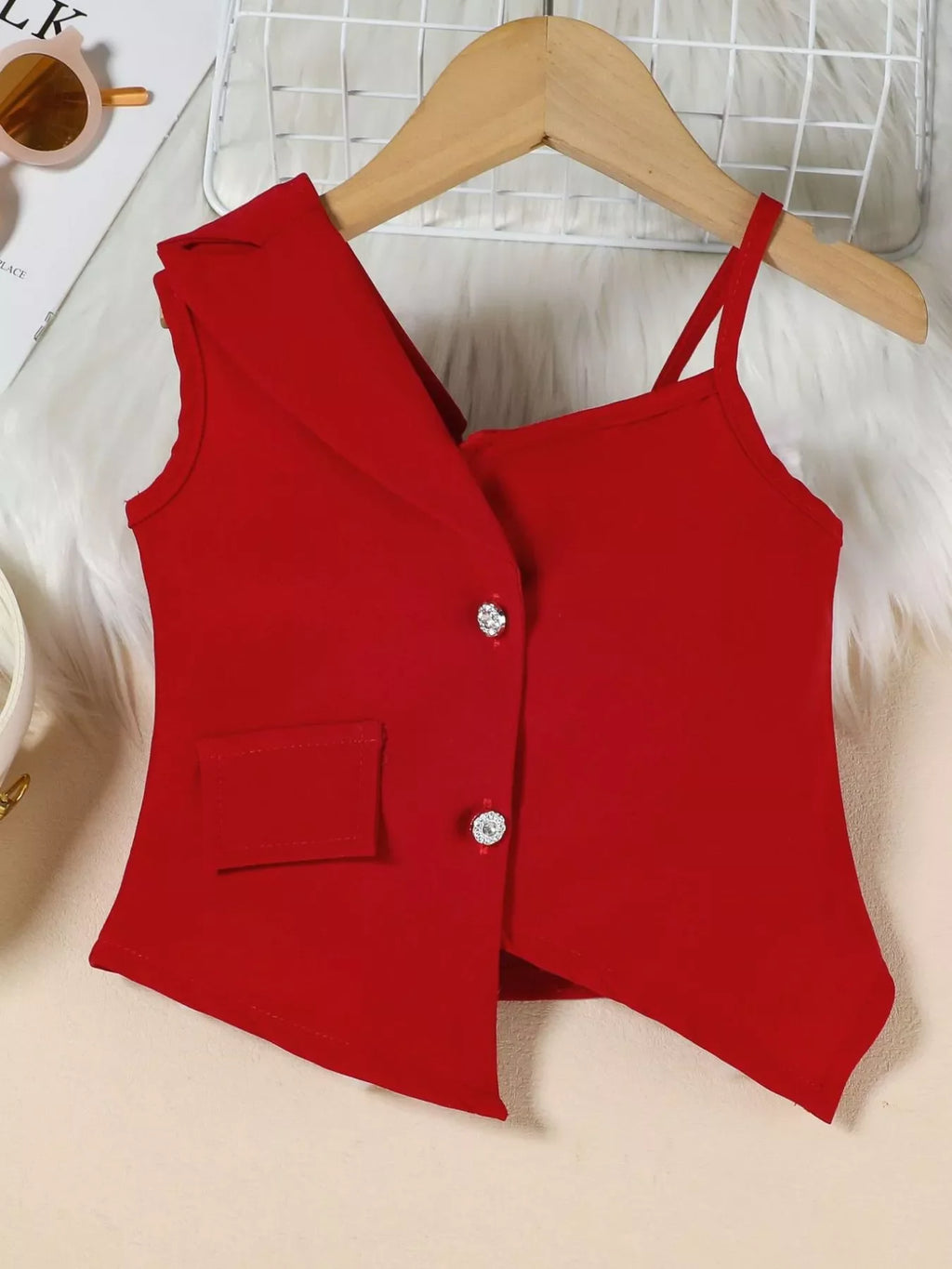Children's Asymmetrical Neck Vest & Skirt Set