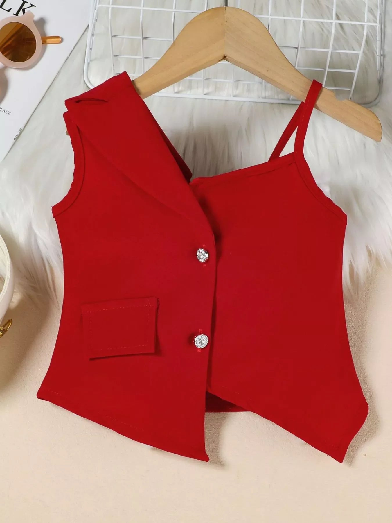 Children's Asymmetrical Neck Vest & Skirt Set