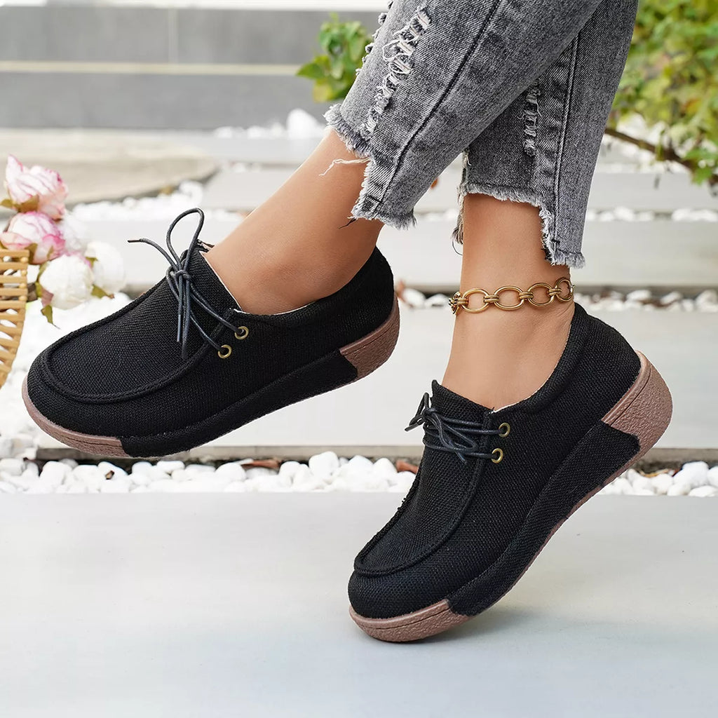Round Toe  Lace-Up Sneakers