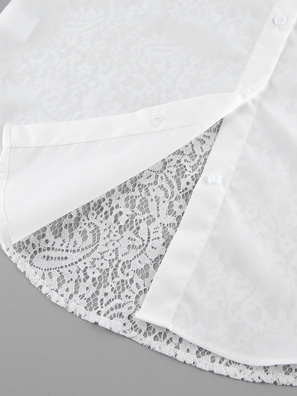 Lace Sleeve Button-Down Shirt