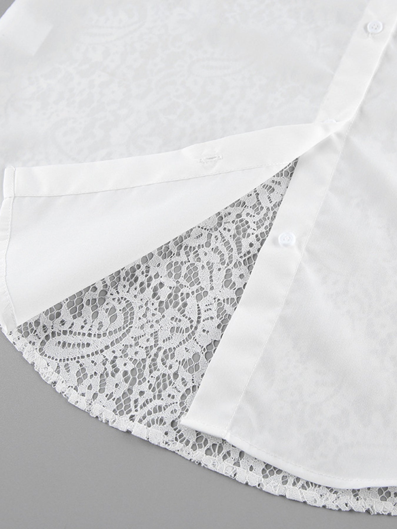 Lace Sleeve Button-Down Shirt