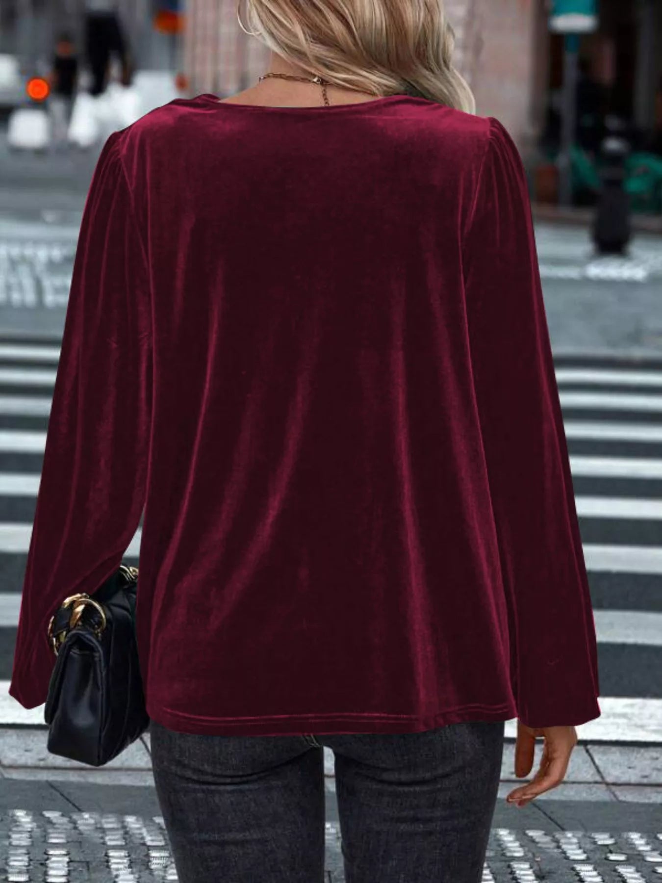 Full Size Velvet Cowl Neck Blouse Plus Size