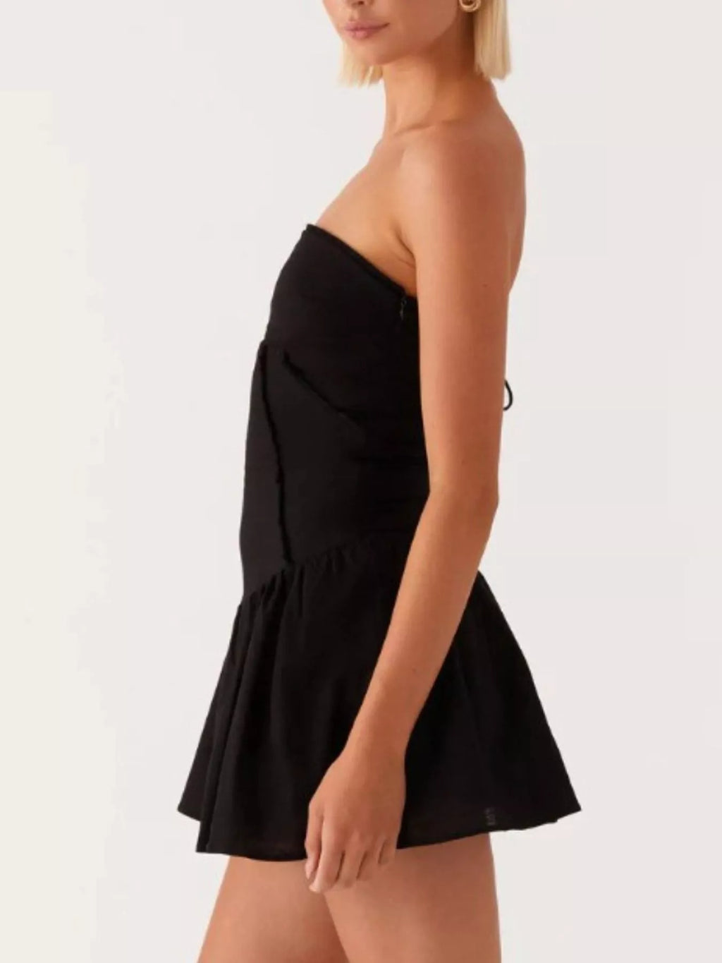 Lace Up Back Tube Dress
