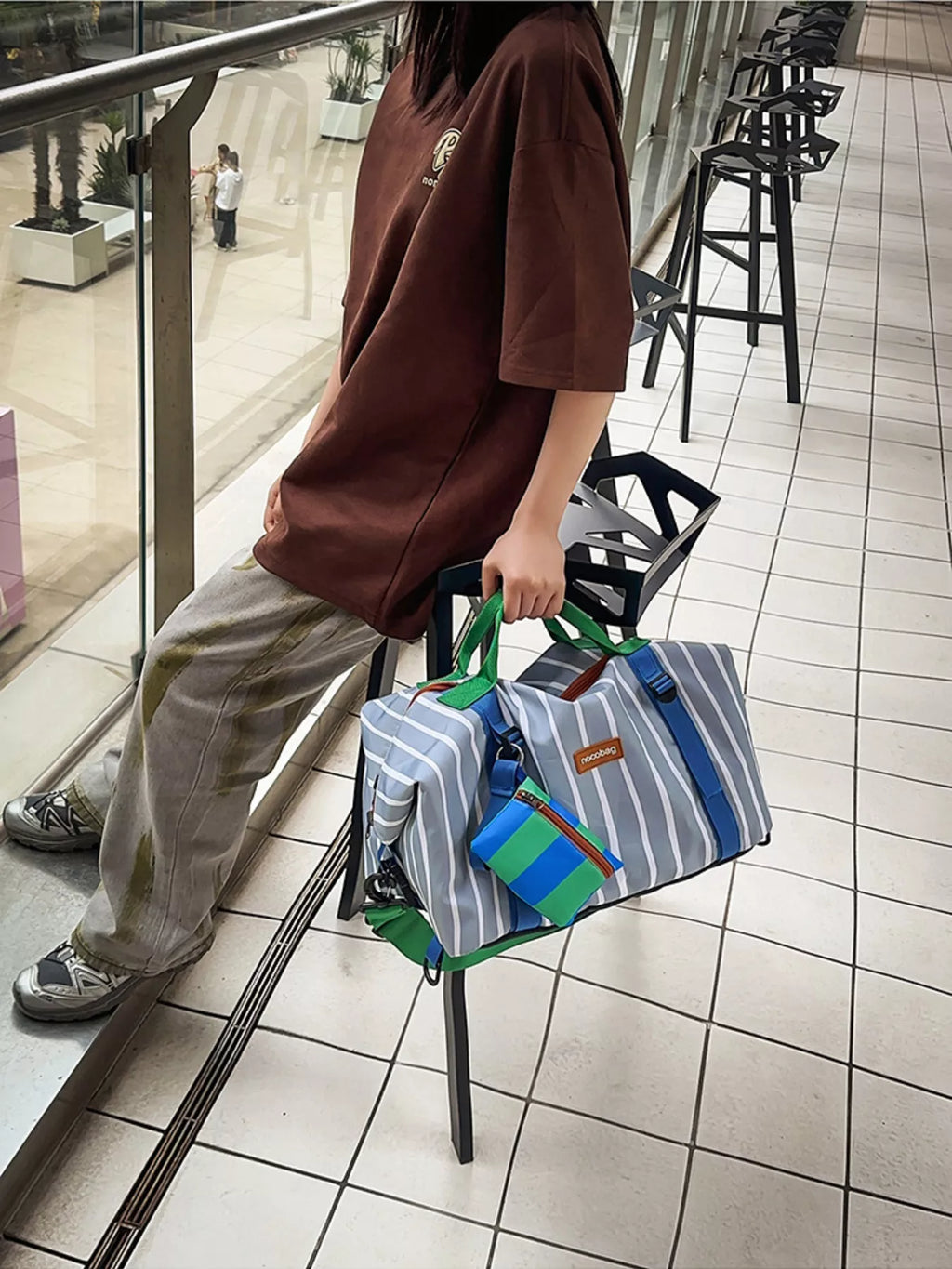 Striped Lightweight Travel Bag