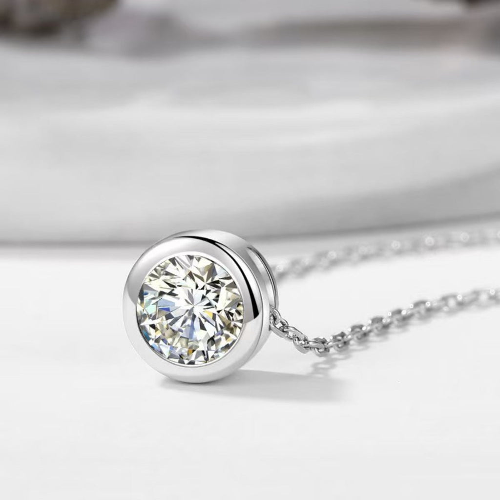1 Carat Moissanite 925 Sterling Silver Pendant Necklace