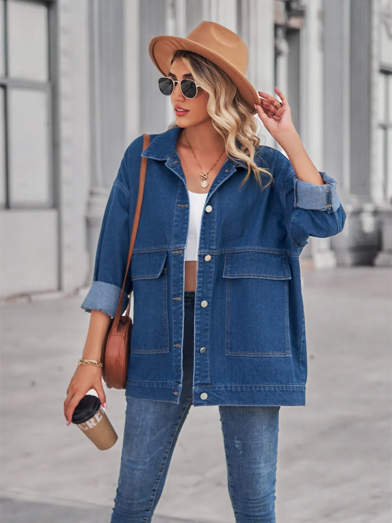 Button Up Long Sleeve Denim Jacket