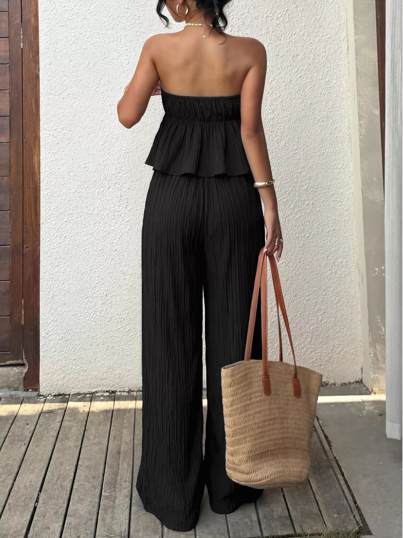 Tube Top and Wide-Leg Pants Set