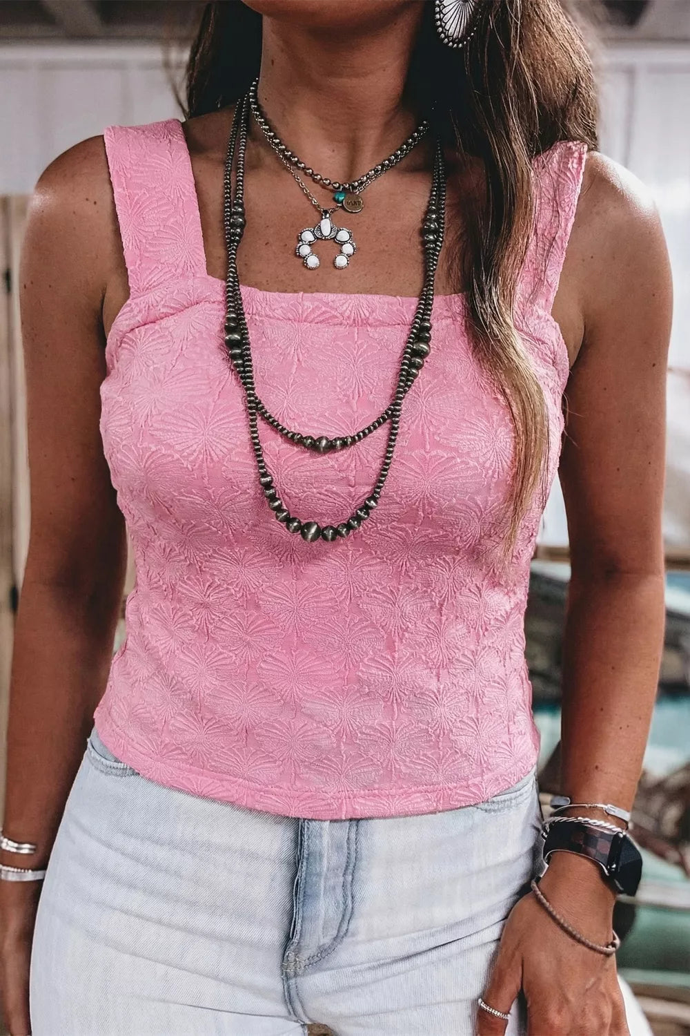 Textured Square Neck Tank