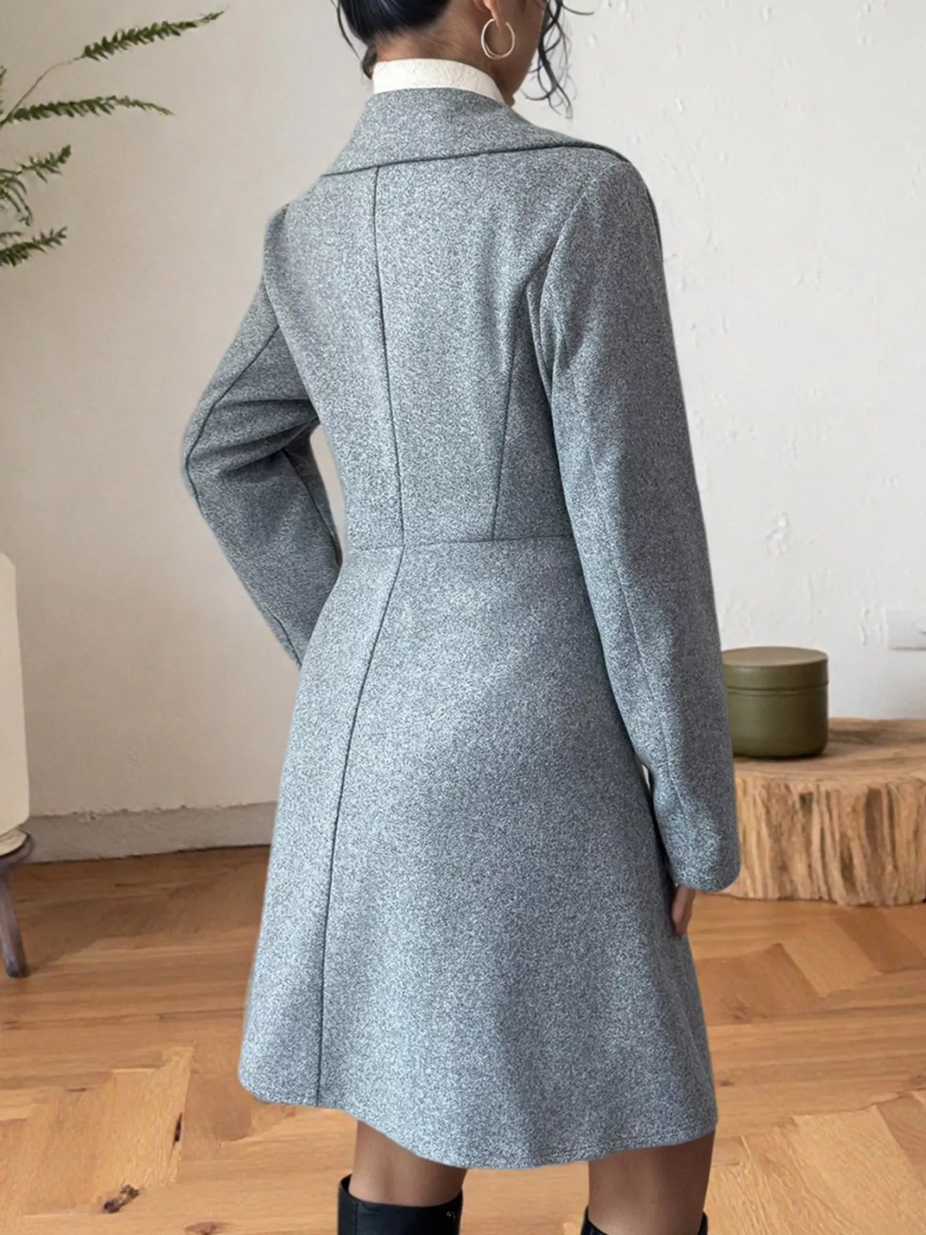 Double-Breasted Wool Blend Coat