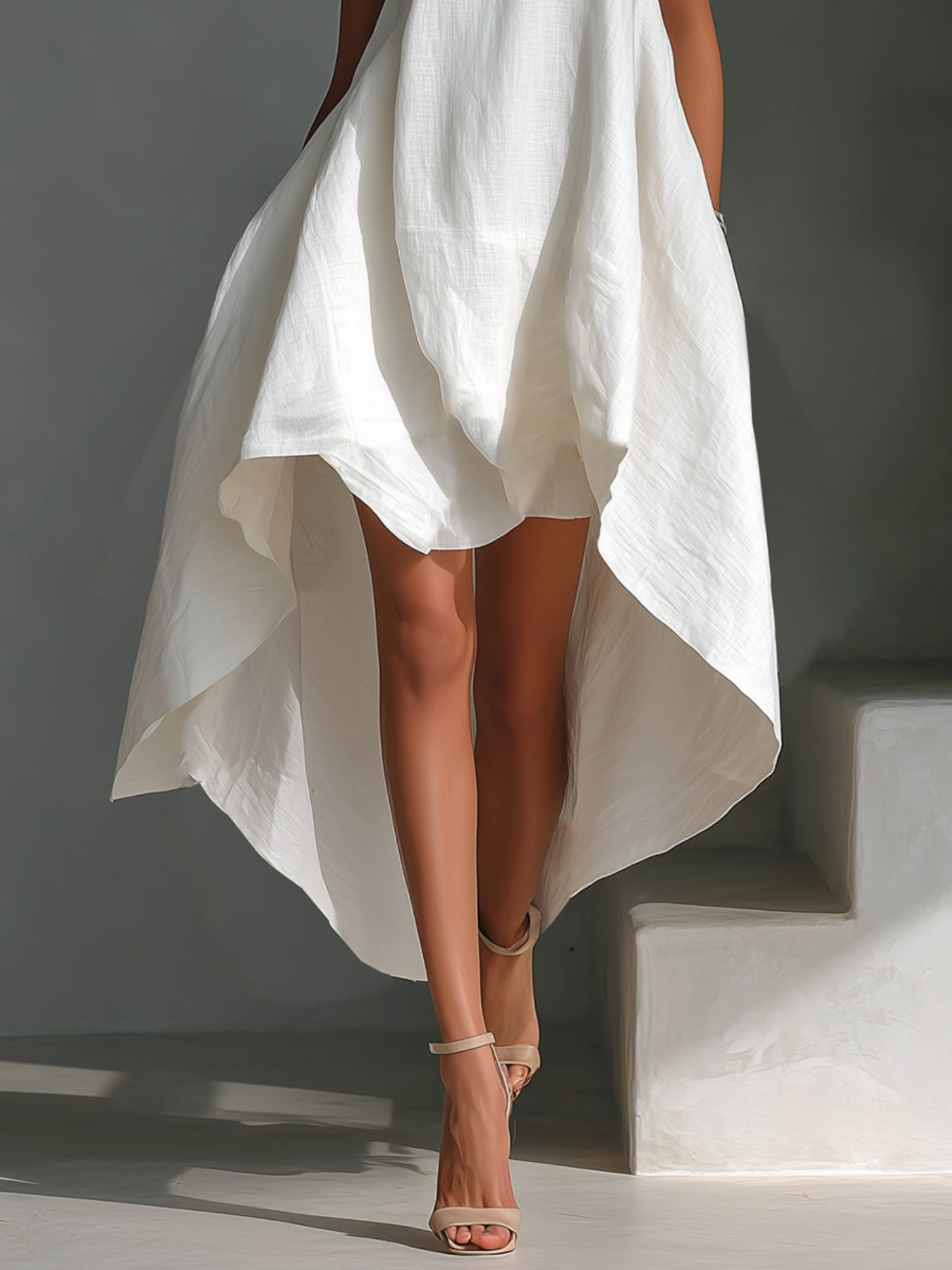 Sleeveless High-Low Hem Dress