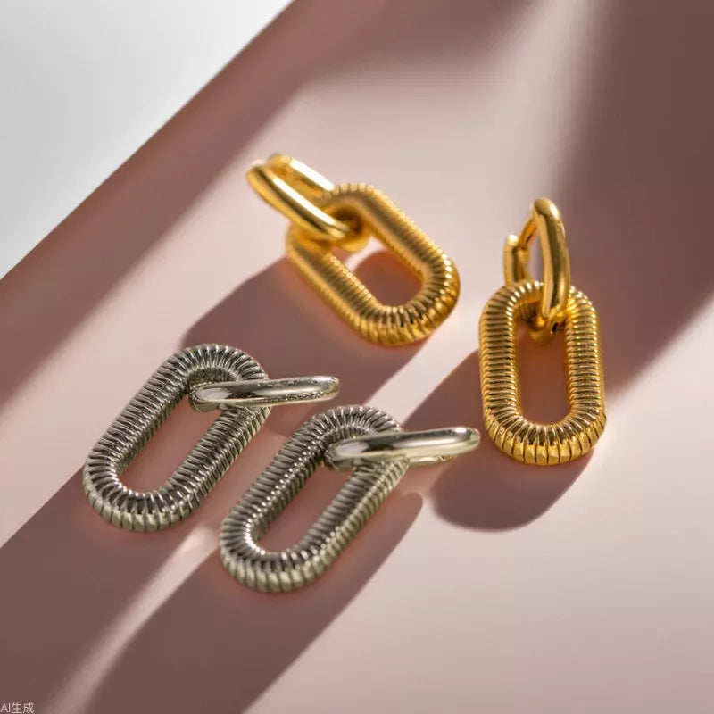 Geometric Link Drop Earrings