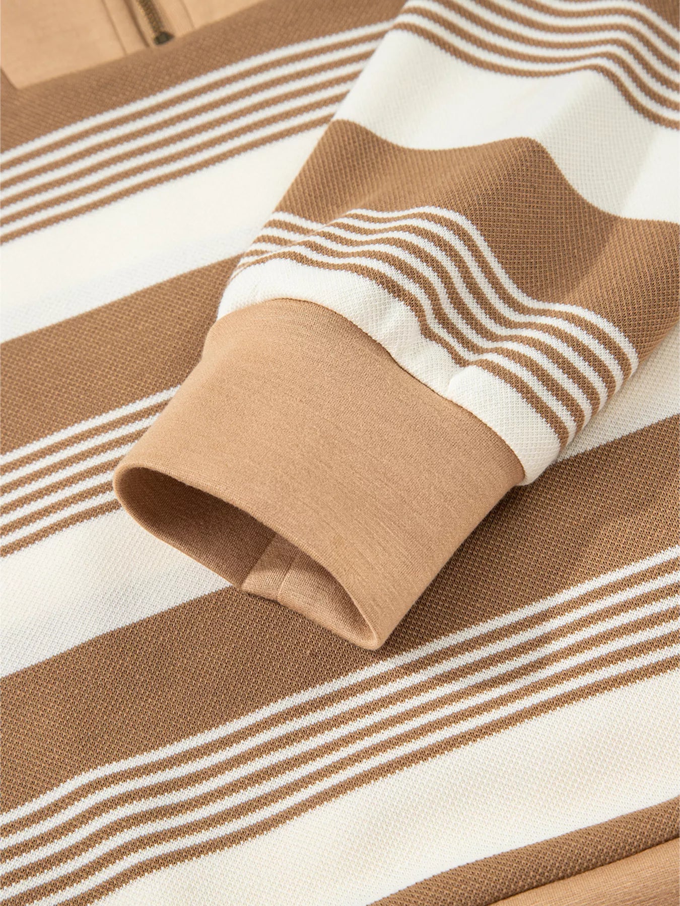 Stripe Zip Collar Patchwork Vintage Sweatshirt