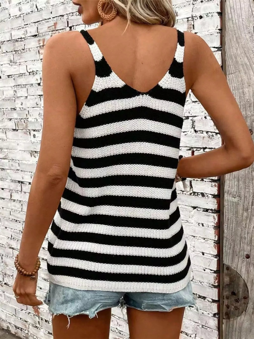 Striped V-Neck Tank