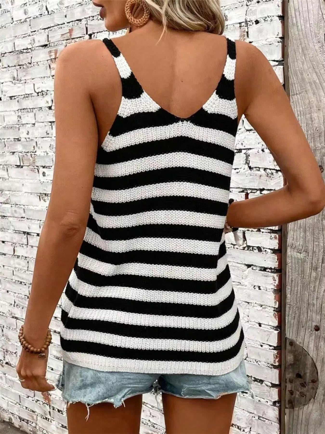 Striped V-Neck Tank