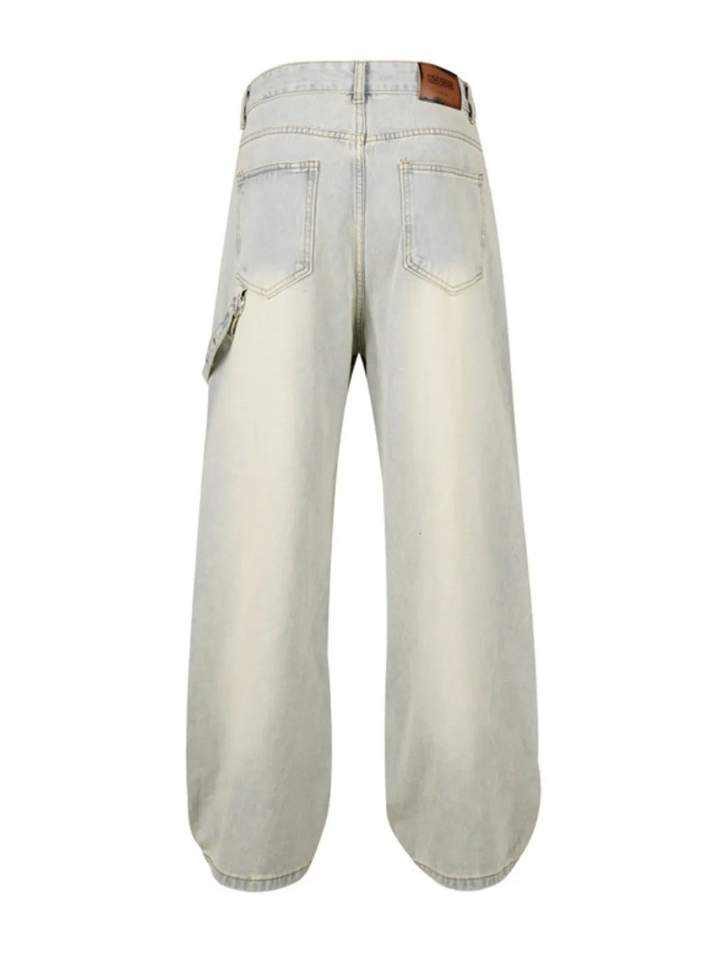 Men's Frayed Hem Wide Leg Jeans