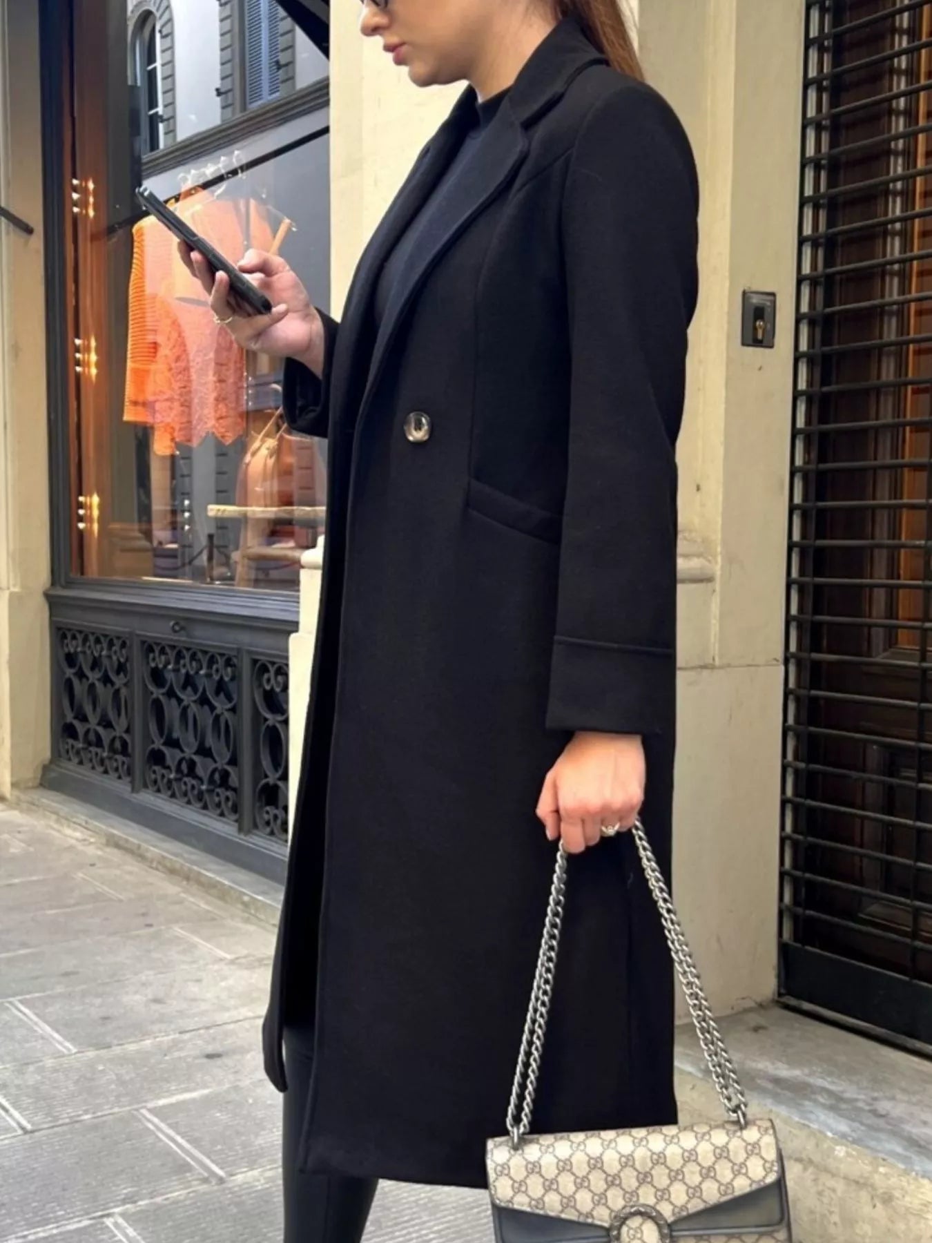 Lapel Collar Wool Blend Overcoat