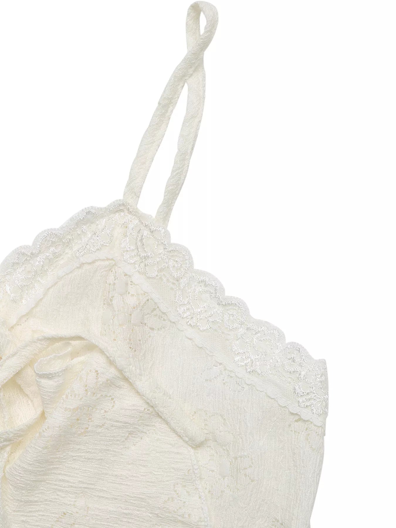 Lace Tie-Front Ruffle Hem Cami