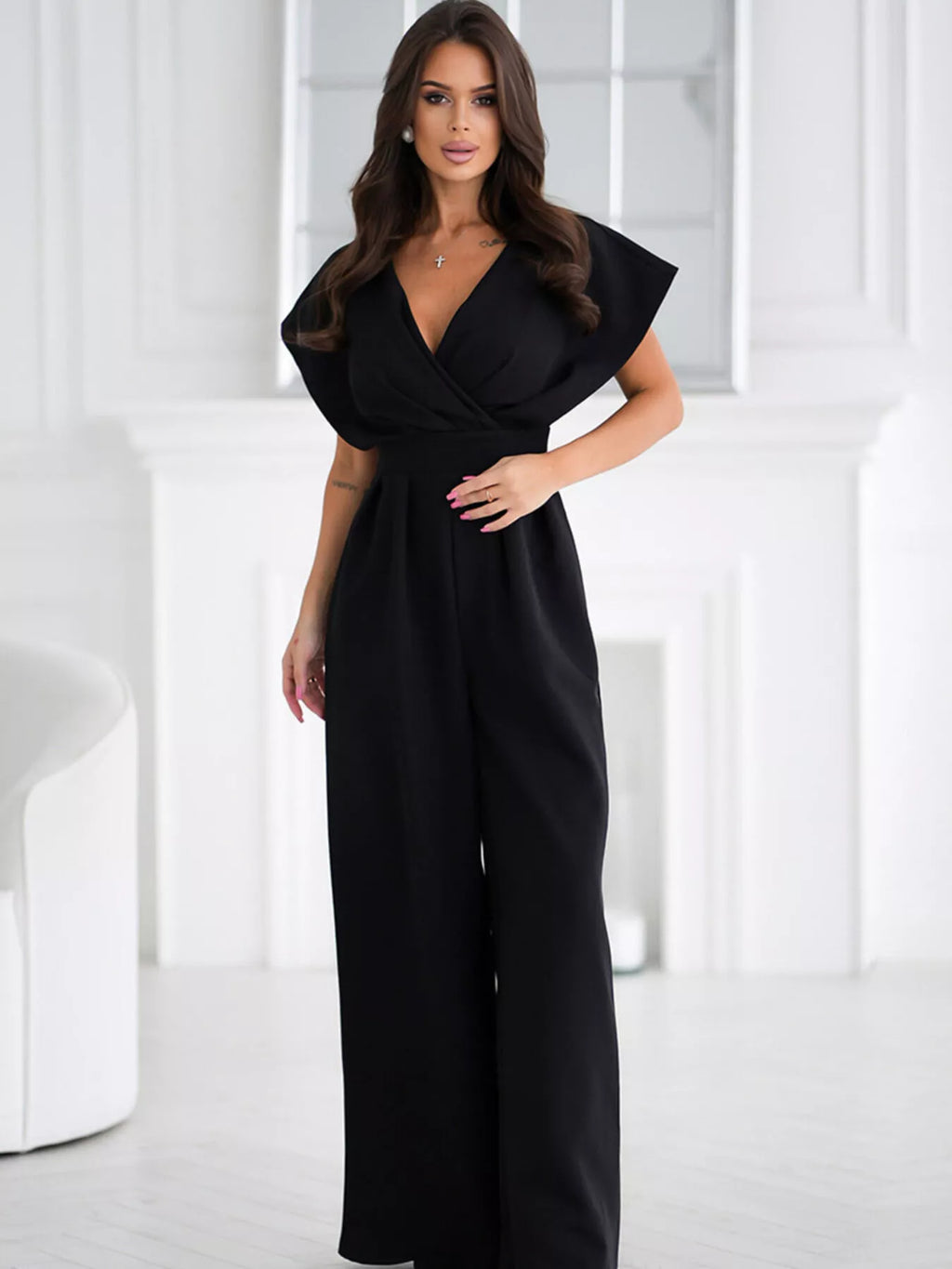 Surplice Wide Leg Jumpsuit