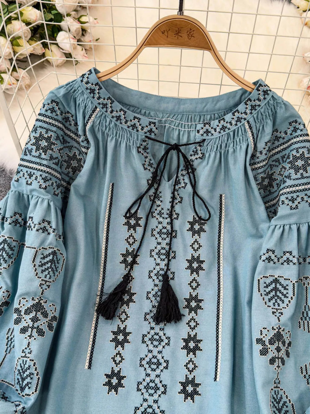 Tie Neck Long Sleeve Blouse