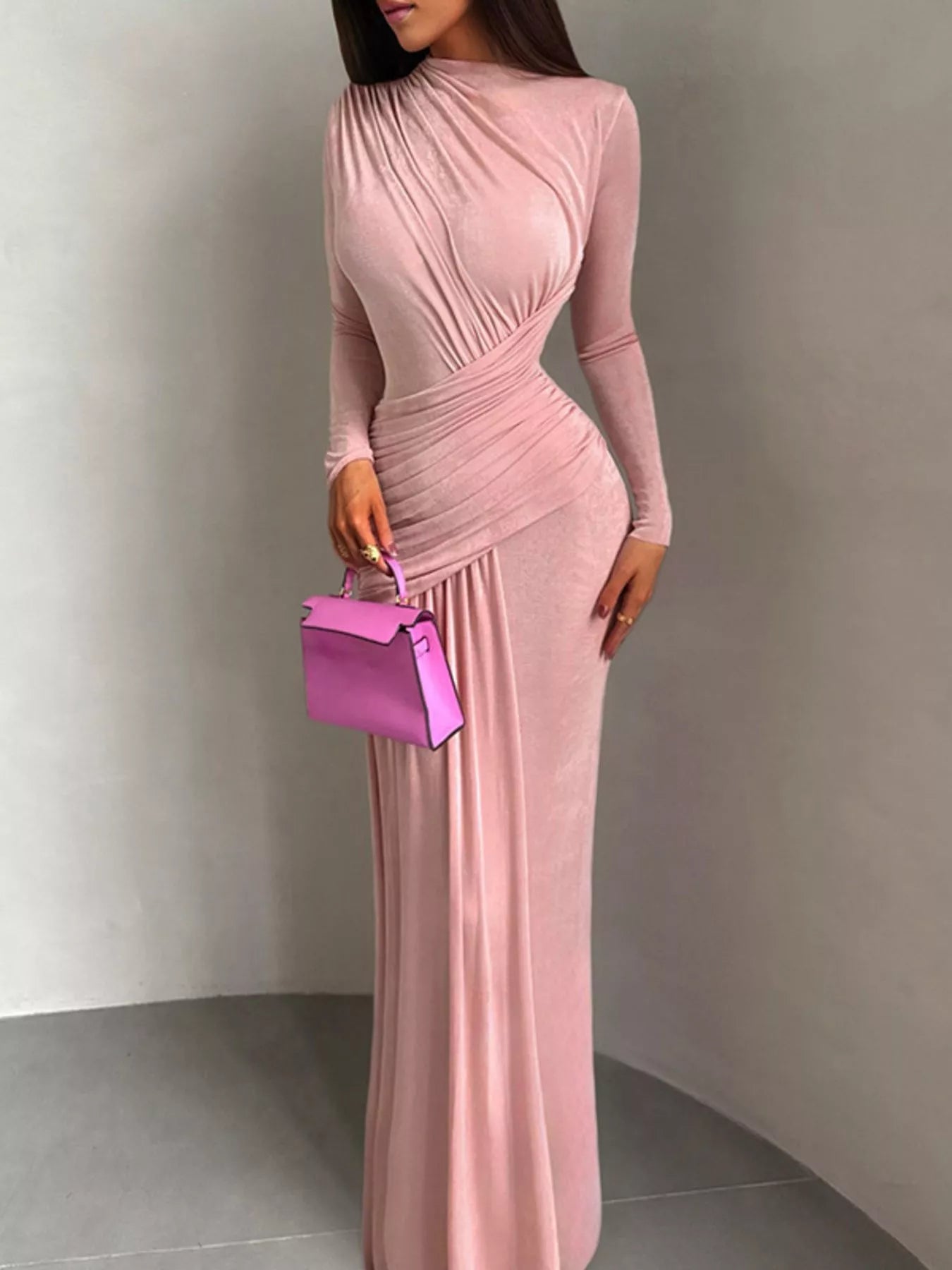 Ruched Long Sleeve Maxi Dress