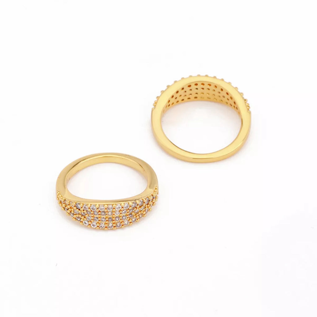 18K Gold-Plated Copper Zircon Round Ring