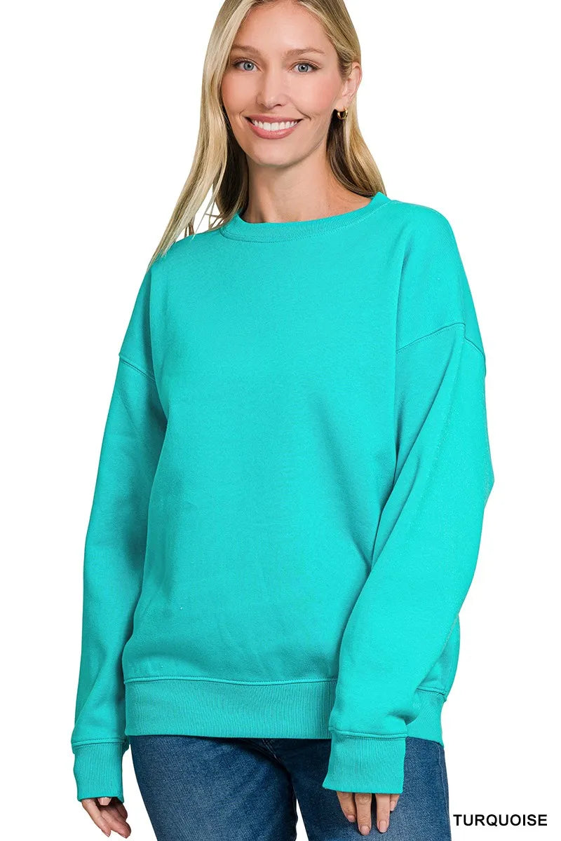 Zenana Fleece Crewneck Long Sleeve Sweatshirt